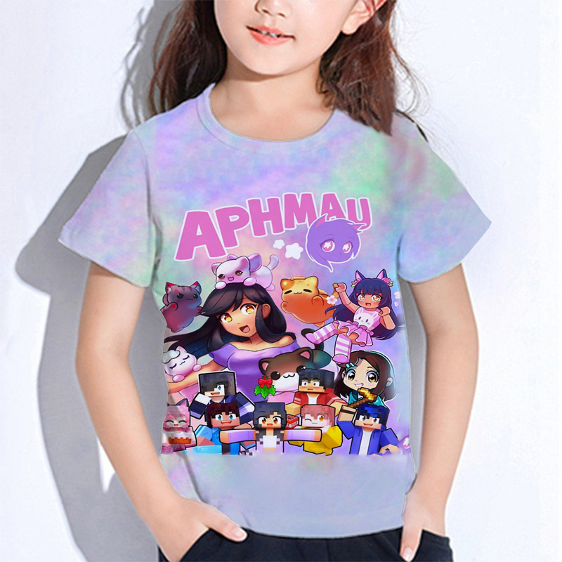 Baby Clothing Essentials - Aphmau-Crianças Meows Cat Cartoon T Shirts,